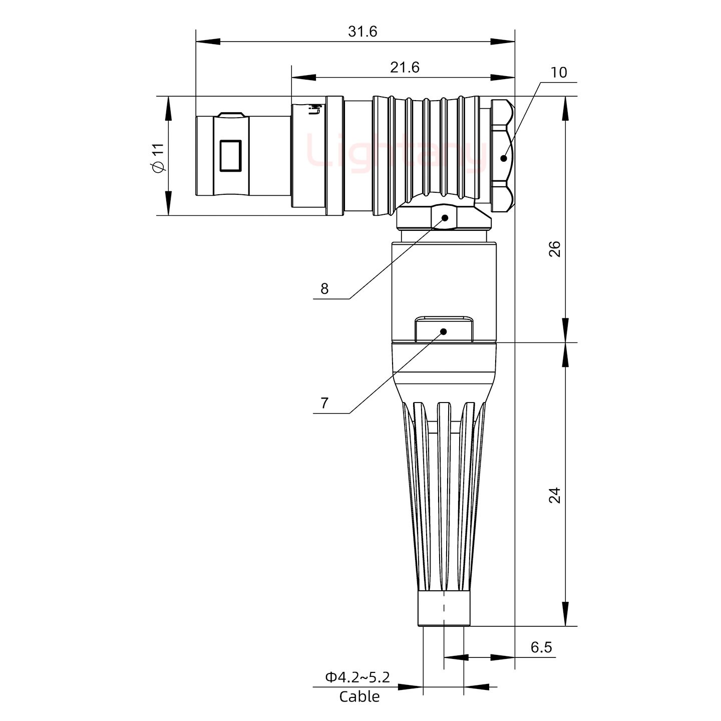 FHG.0B.004.CLAD52Z帶護(hù)套彎式插頭