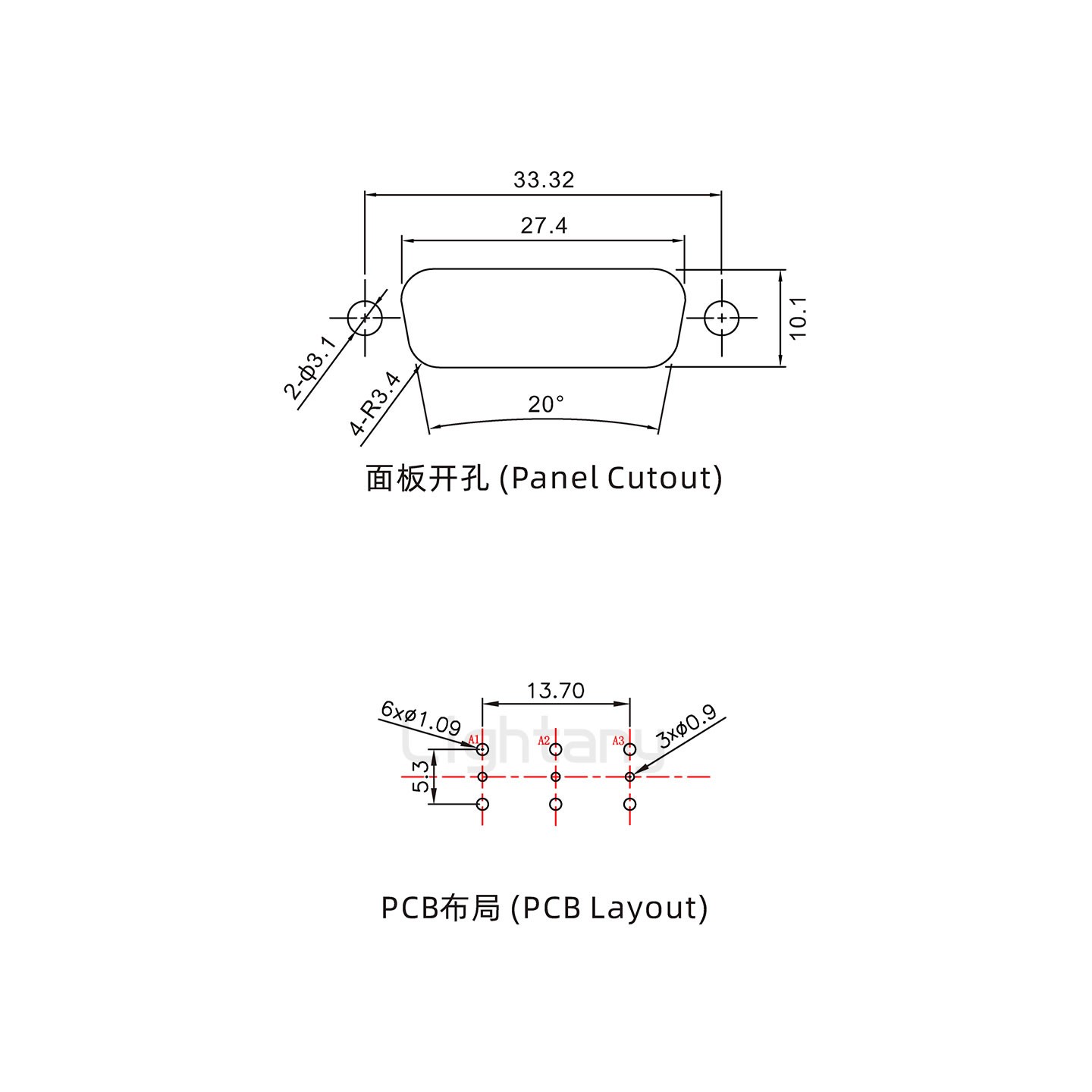 防水3W3公直插板/鎖螺絲/射頻同軸50歐姆