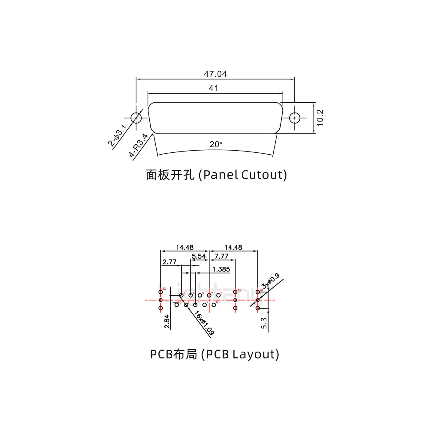 防水13W3母直插板/鎖螺絲/射頻同軸50歐姆