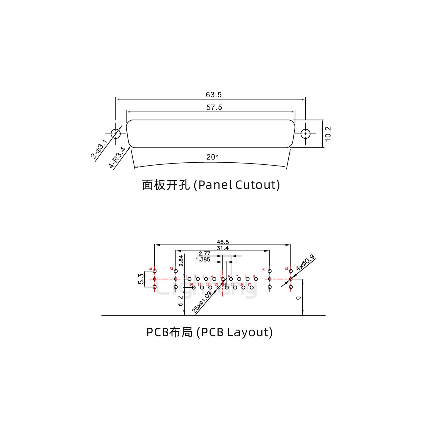 防水21W4公彎插板/鎖螺絲/射頻同軸50歐姆