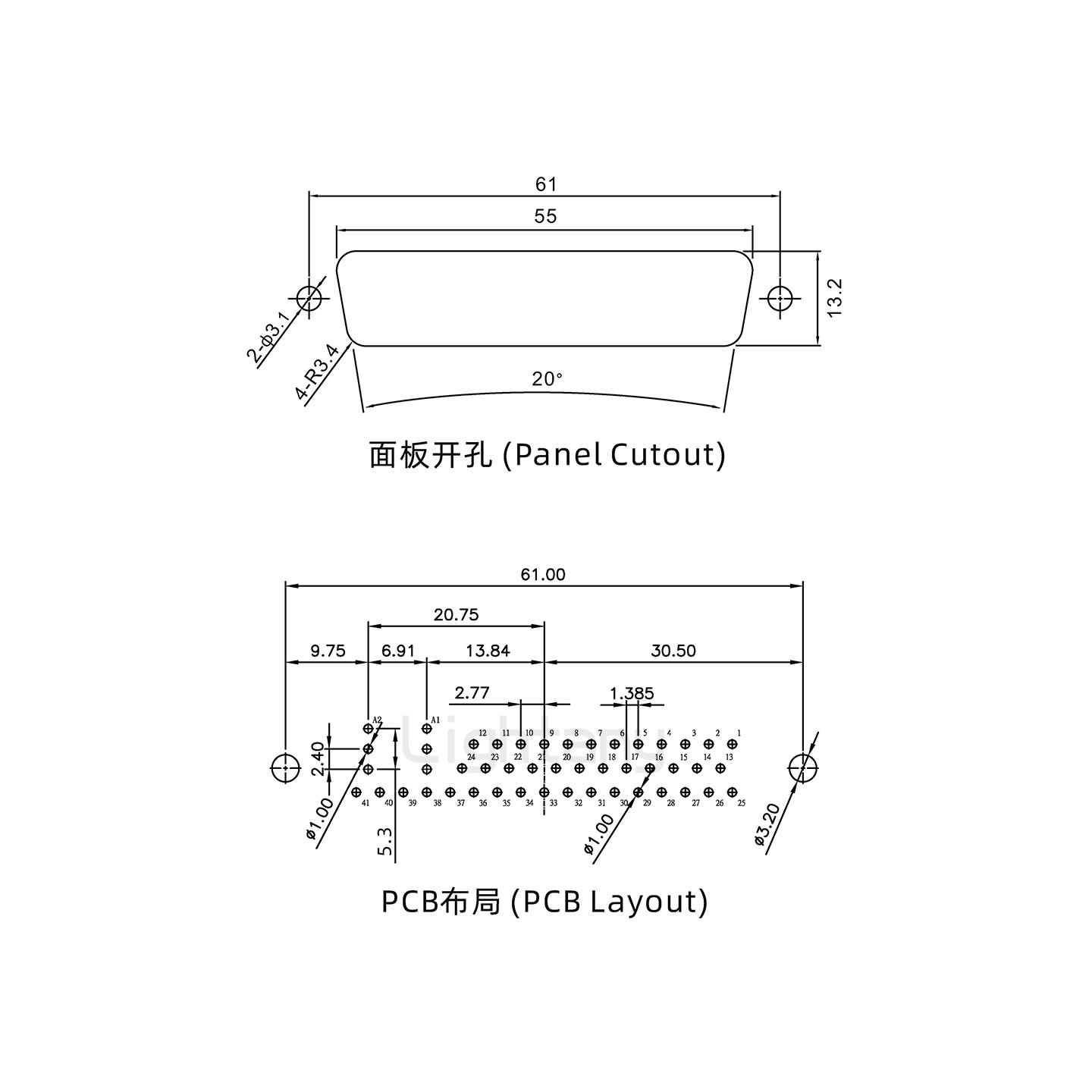 防水43W2母直插板/鉚魚叉/鎖螺絲/射頻同軸50歐姆