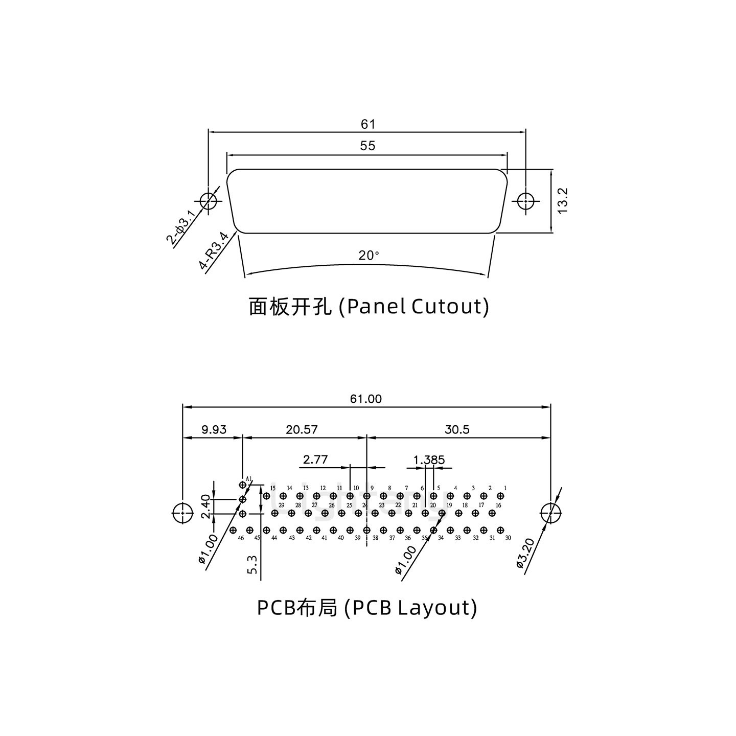 防水47W1母直插板/鉚魚叉/鎖螺絲/射頻同軸50歐姆