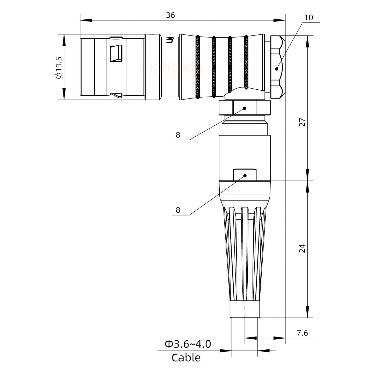 FHG.0K.003.CLAC40Z推拉自鎖帶護(hù)套彎式插頭