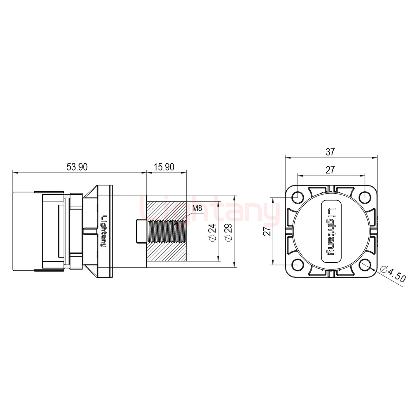 LTC2540SI-M1RL內(nèi)螺紋穿墻插座 250/300/350/400A 紅色