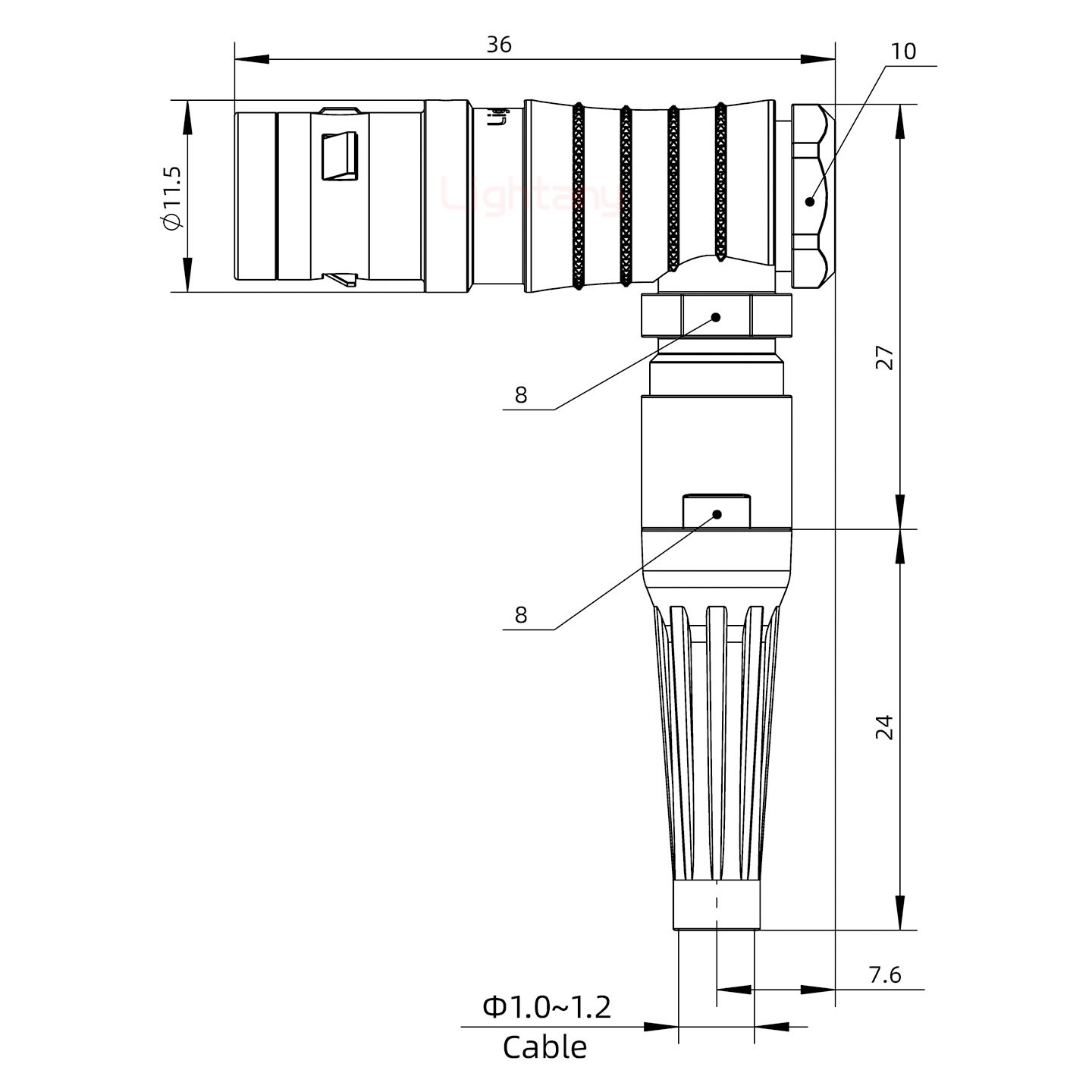 FHG.0K.003.CLAC10Z推拉自鎖帶護套彎式插頭