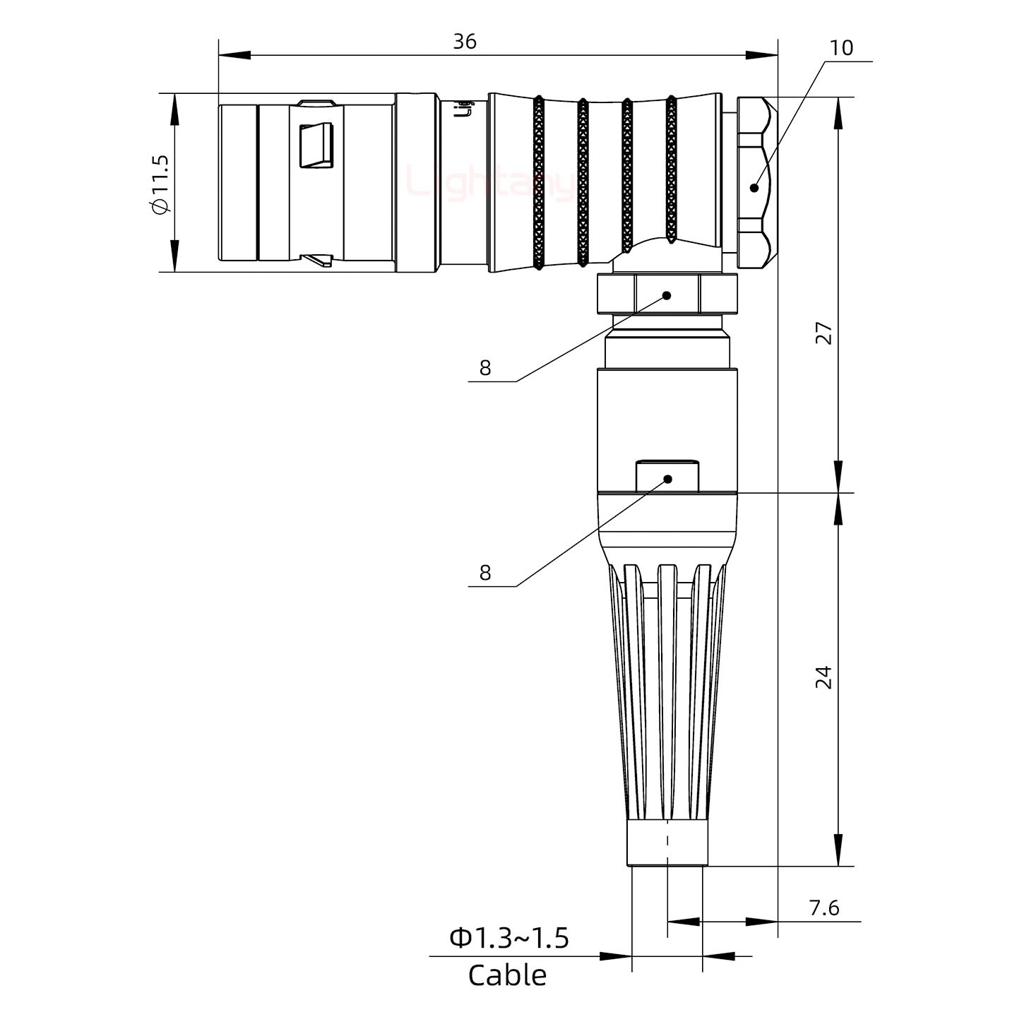 FHG.0K.003.CLAC15Z推拉自鎖帶護套彎式插頭