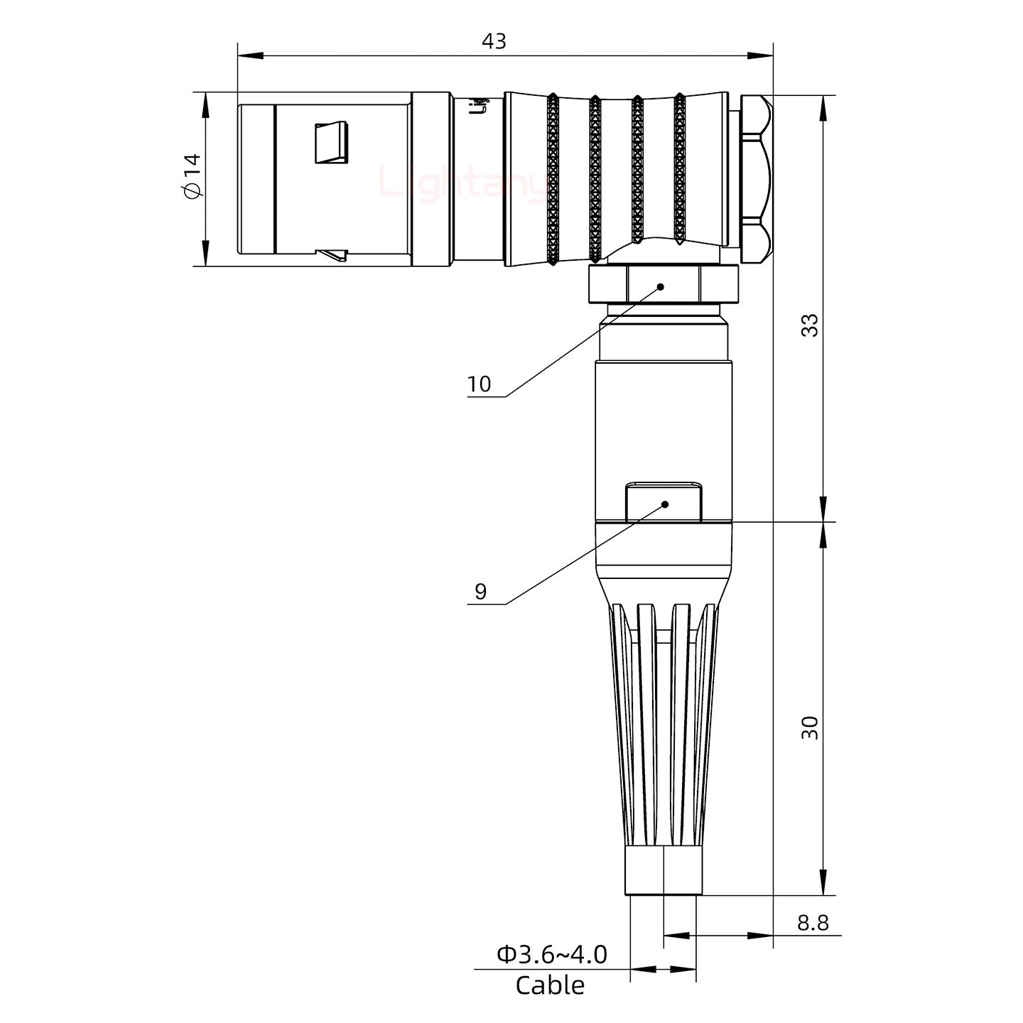 FHG.1K.002.CLAC40Z推拉自鎖帶護(hù)套彎式插頭