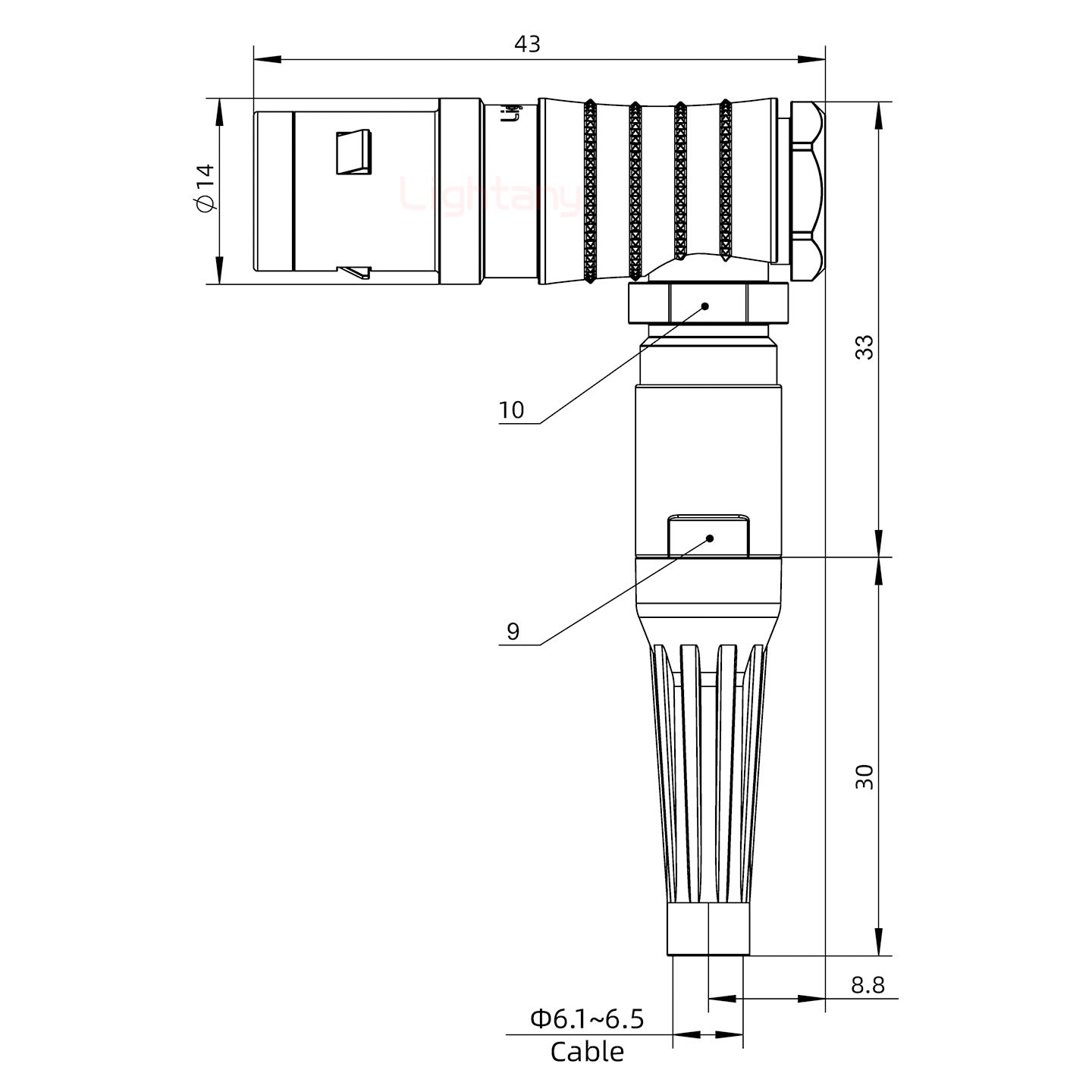 FHG.1K.003.CLAC65Z推拉自鎖帶護(hù)套彎式插頭