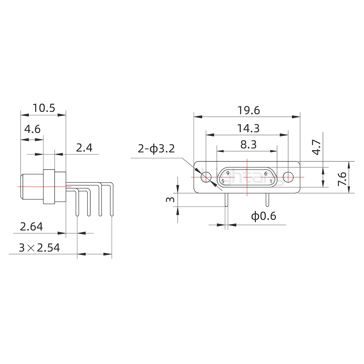 J30J-9TJW公PCB彎插板板后安裝